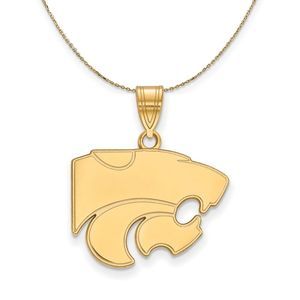 14k Yellow Gold Kansas State Wildcats Md Mascot Necklace - 22 In